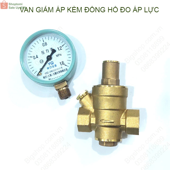 Van giảm áp kèm đồng hồ đo bằng đồng DN15, DN20, DN25 tùy chọn