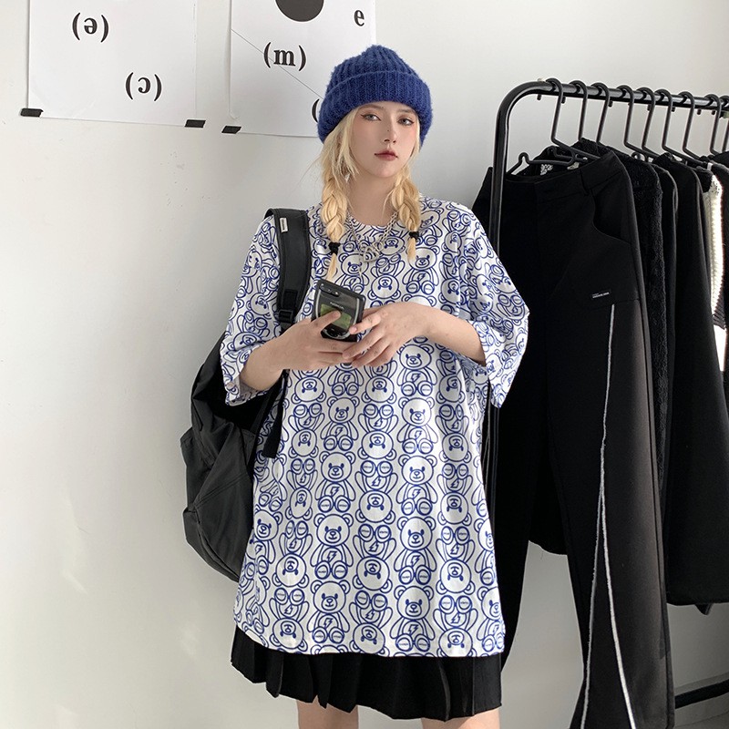 Áo Vân Gấu Form Rộng PEONYB Unisex [FREESHIP] 🌸 Thun tay lỡ dáng suông, phông teddy ĐEN | TRẮNG | XÁM nam nữ Ulzzang 🌸 | BigBuy360 - bigbuy360.vn