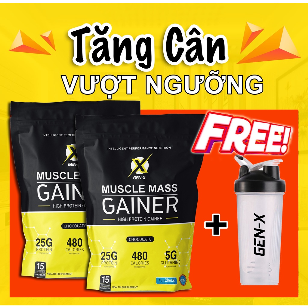 COMBO 2 + Tặng bình lắc Sữa Tăng Cân Tăng Cơ Muscle Mass Gainer