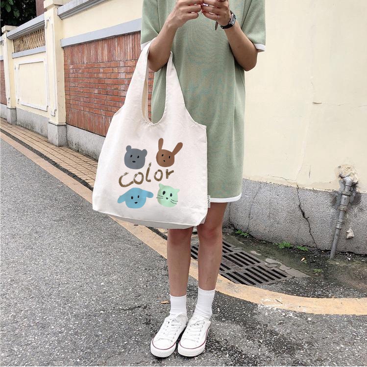 Túi tote vải nữ canvas đeo chéo thời trang LOTSTORE TX753