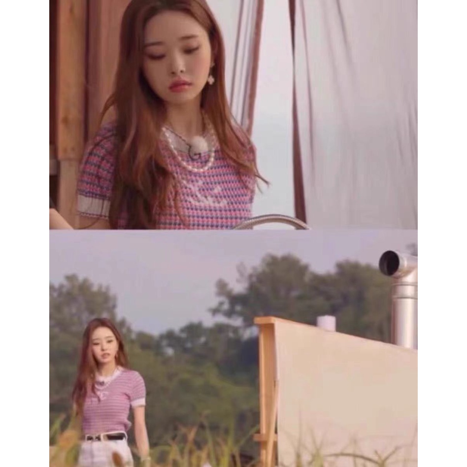 Freezia retro women knit stripe short sleeve T shirt wool clothing top