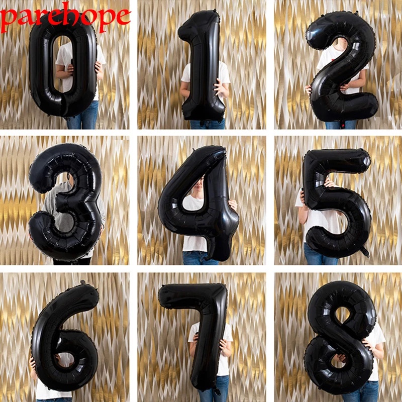 Bong Bóng Lá Đen Hình Số Siêu Lớn 32 inch Chất Lượng Cao