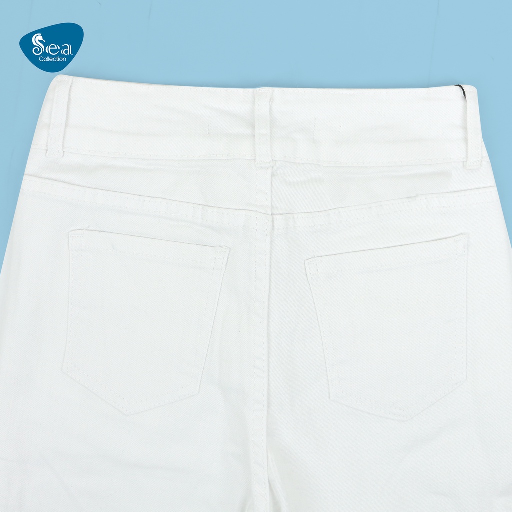 Quần Jeans Lửng Nữ Sea Collection 6175 Rách Lai Màu Trắng Form Ôm