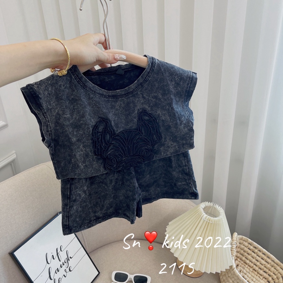 Bộ quần áo ba lỗ bé trai, Bộ sát nách chó giặt mốc cho bé