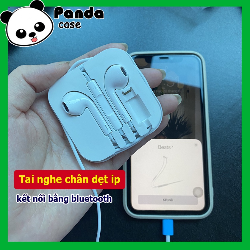 Tai nghe chân dẹt cắm chân sạc ip KẾT NỐI BLUETOOTH tương thích Ip 7/7Plus/8/8 Plus/ X/Xs Max/11/ … /13 Pro Max - Panda