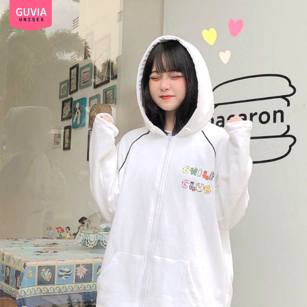 Áo khoác nỉ Hoodie Dây Kéo CHILI CLUB Ulzzang form rộng nam nữ áo nỉ bông Unisex AKN8 Guvia