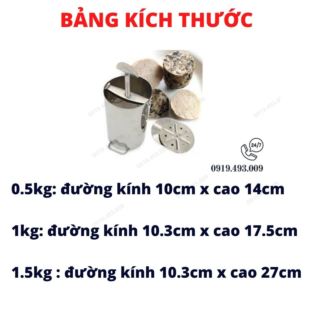 Khuôn làm giò chả inox cao cấp 0.5kg, 1kg, 2kg