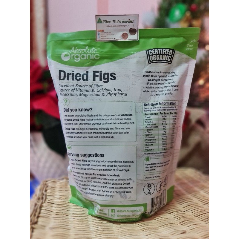 Sung sấy dẻo - Absolute Organic – Organic Dried Figs🇦🇺 túi zip 1kg | BigBuy360 - bigbuy360.vn