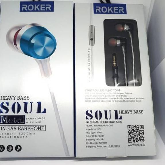 Tai Nghe Nhét Tai Roker Soul Rk31K Jack 3.5mm Âm Thanh Sống Động