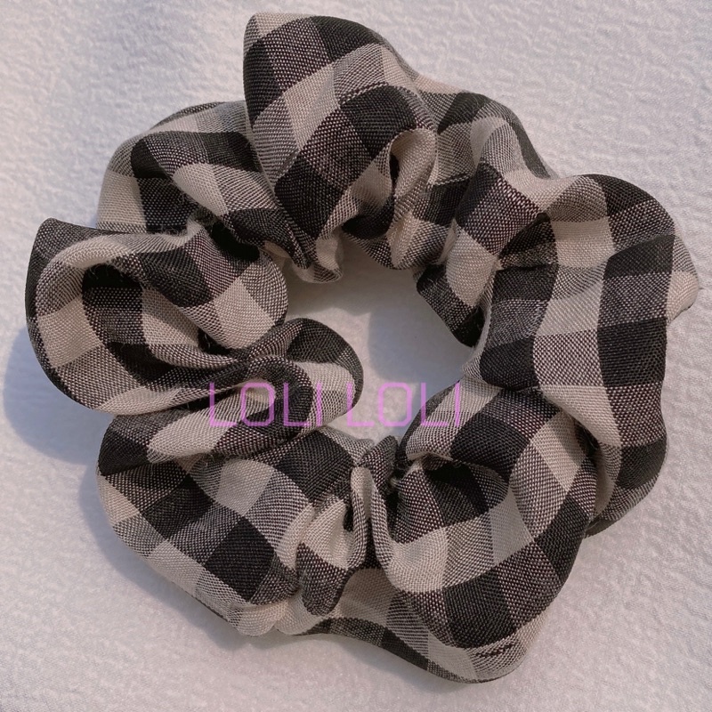 scrunchies cột tóc caro phong cách Hàn Quốc. vải dày đẹp Loli