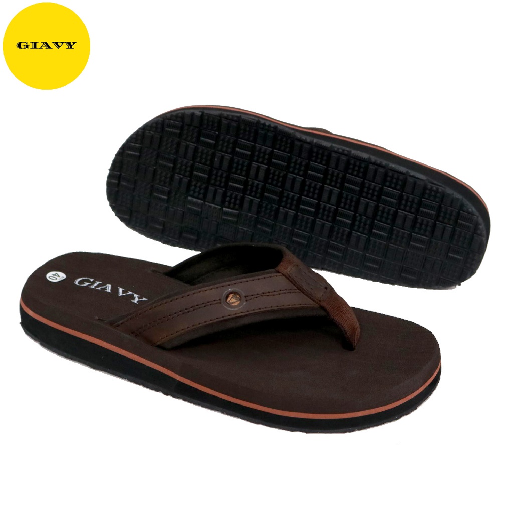 Dép xốp nam quai kẹp, quai da phối vải, chất xốp mềm, êm chân DXQ28- GIÀY GIAVY