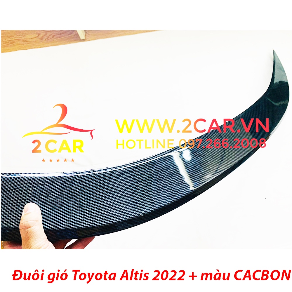Đuôi gió thể thao, cánh lướt gió Xe Toyota Altis 2022 2023 Sơn Màu CACBON, Tặng kèm keo dính