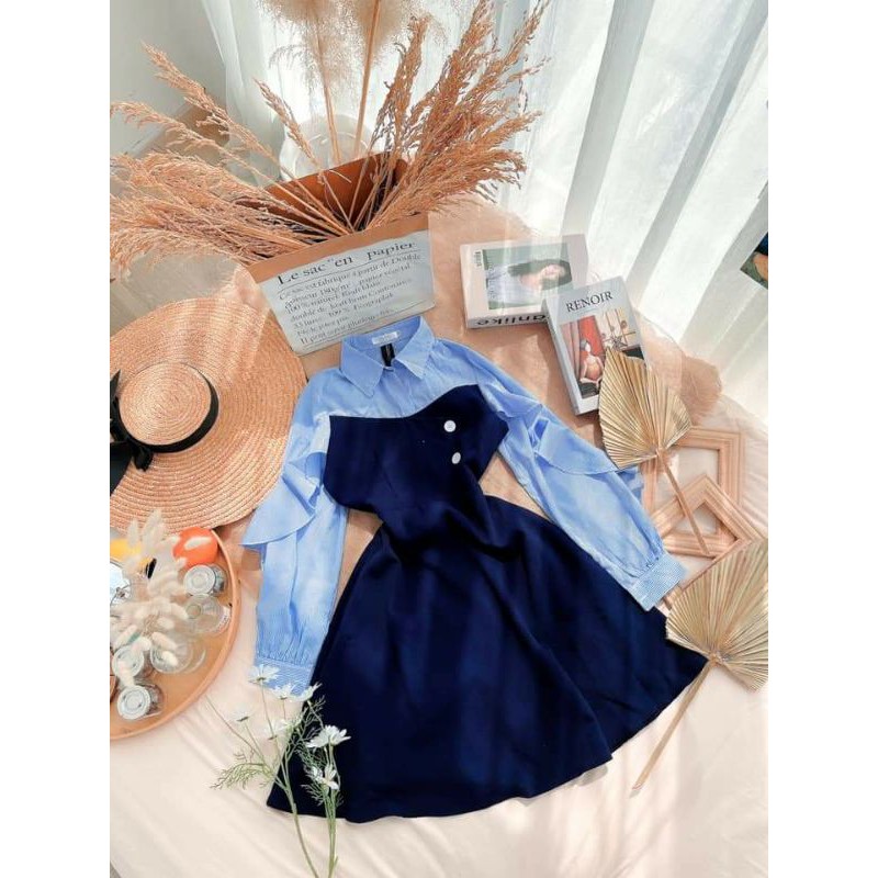 Đầm xòe cổ sơ mi /Đầm công sở thiết kế