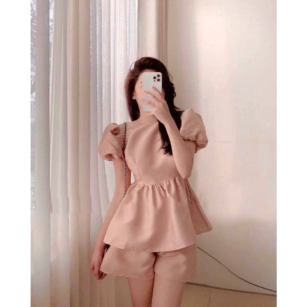 Set Quần Ống Rộng  và  Áo BabyDoll Nơ Lưng tn1388