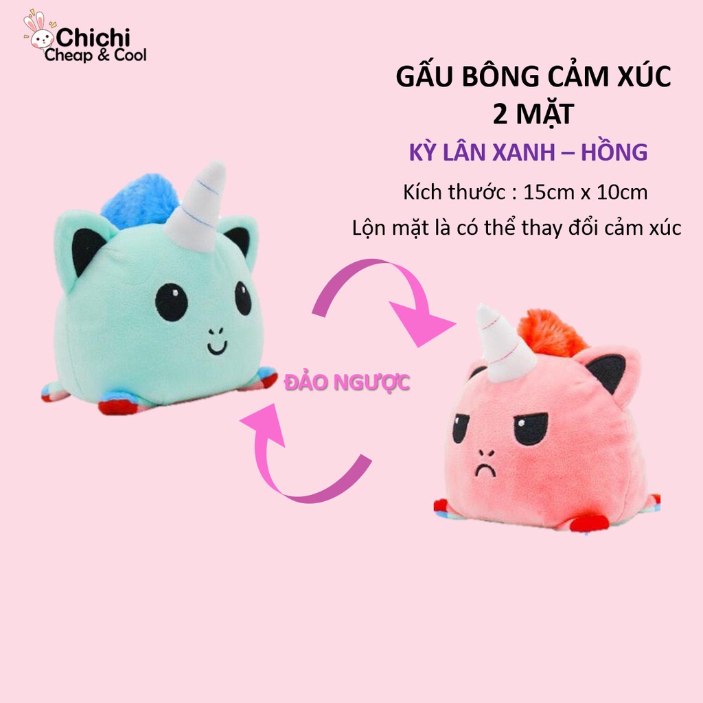 Gấu Bông Cảm Xúc 2 Mặt Nhiều Hình Hàng Nhập Cao Cấp Chất Mềm Mịn Size 15x10cm ChiChi GVP13