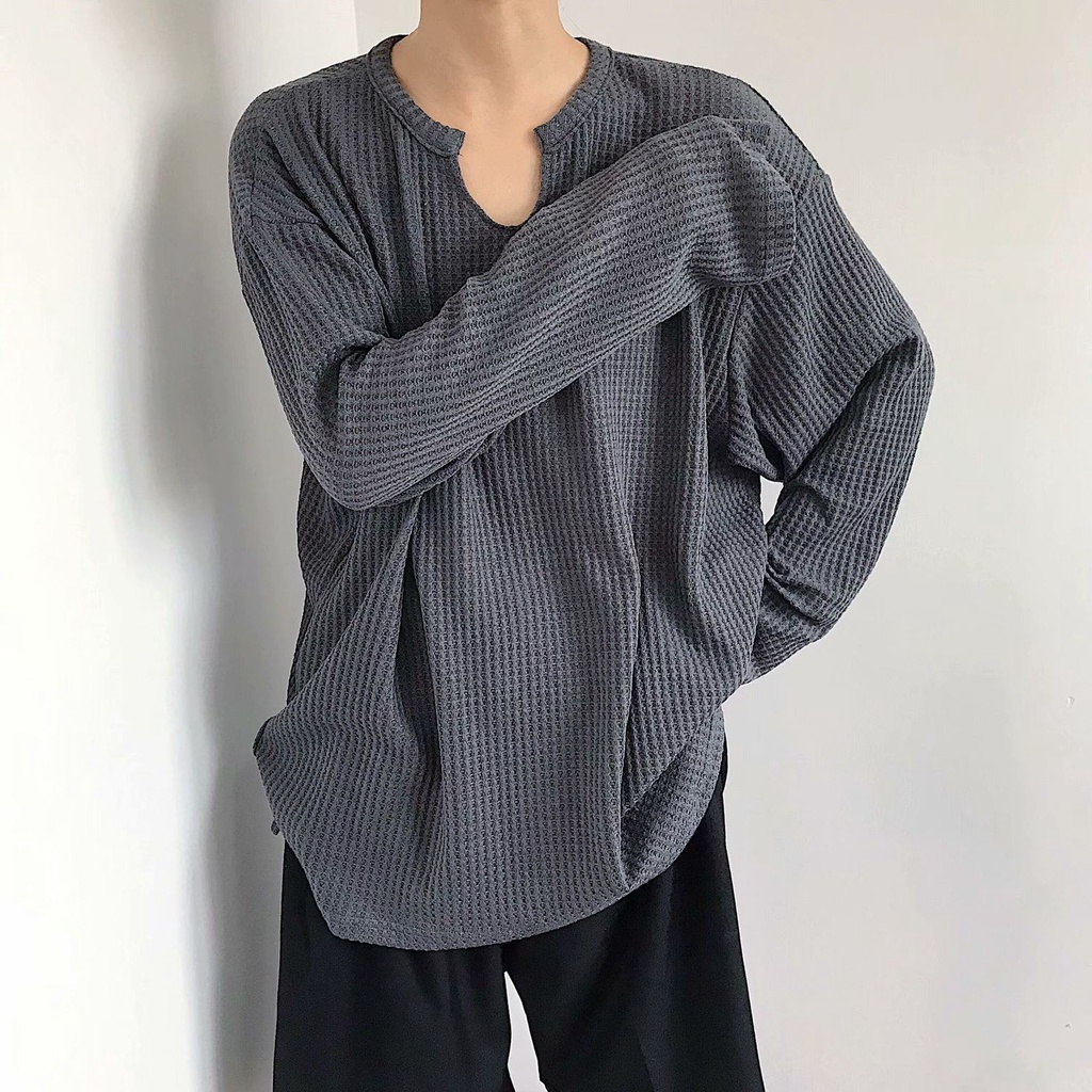 Áo Hoodie Tay Dài Cổ Chữ V Dáng Rộng Phong Cách Hàn Quốc Dành Cho Nam Nữ