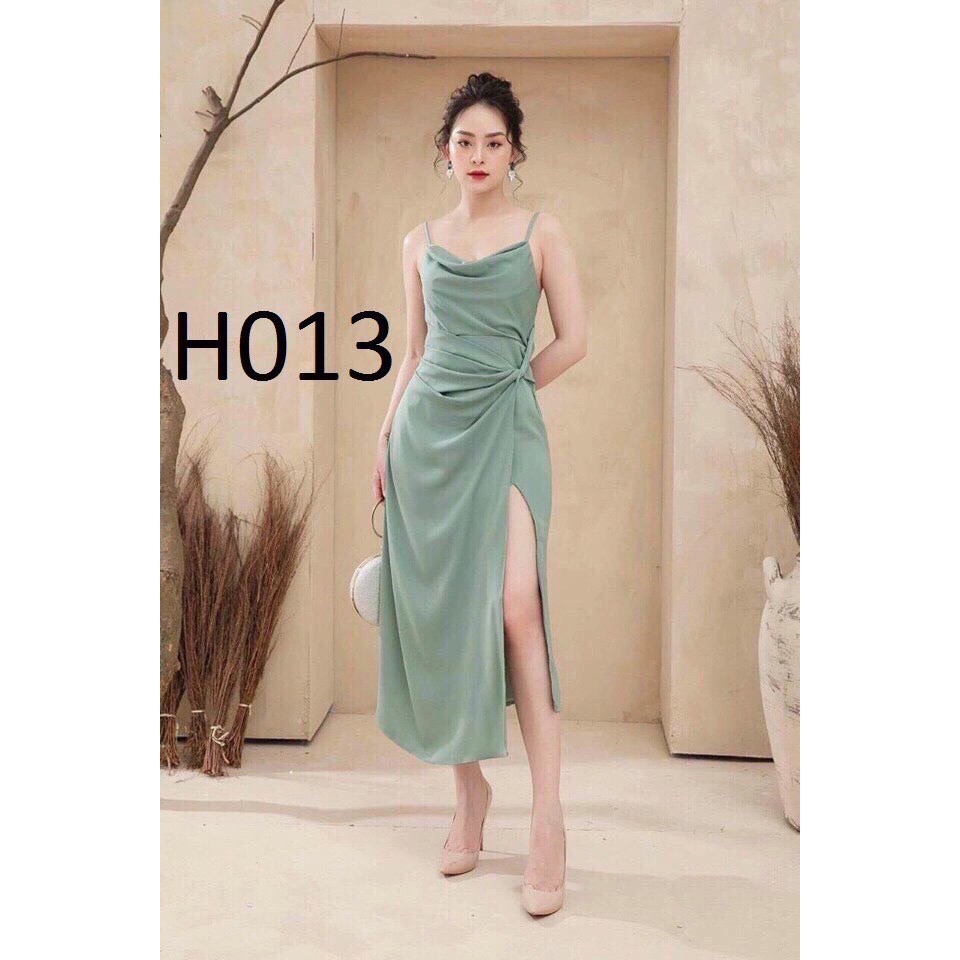 Đầm dạ hội 2s cổ đỗ xoắn eo xẻ tà kèm mút + Ảnh thật | BigBuy360 - bigbuy360.vn