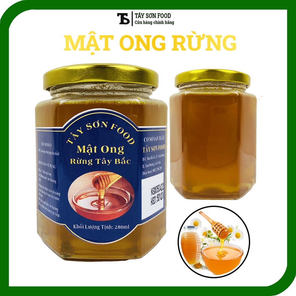 Hũ 280ML Mật Ong Rừng Tây Bắc Nguyên Chất Đặc Sánh Thơm Ngọt - Tây Sơn Food