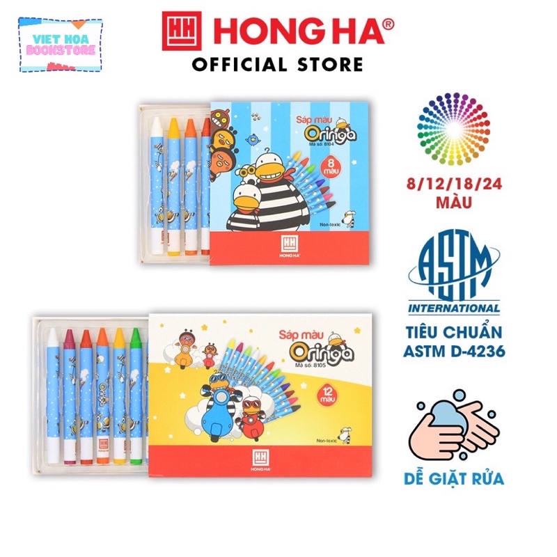 Bút Sáp Màu Oringa Hồng Hà 8/12/18/24 Màu