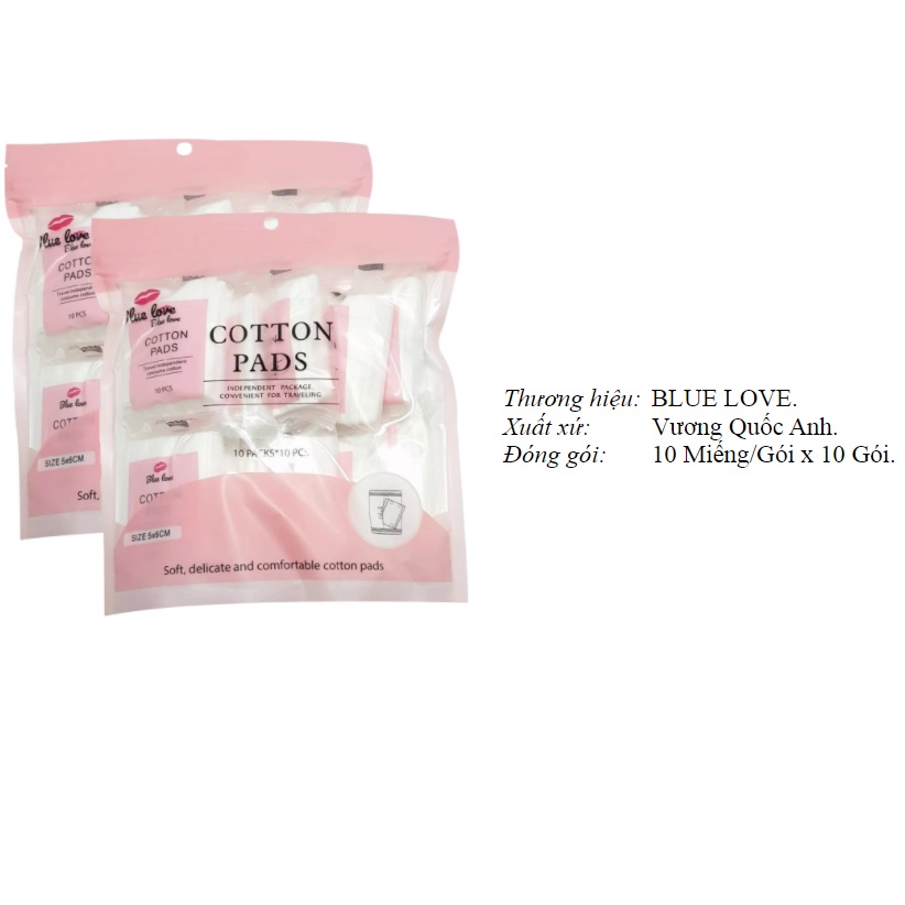 Bông tẩy trang 100% cotton nhập khẩu Anh Quốc - BTT mềm mịn như nhung Blue Love - Soft Skin Cotton Pads
