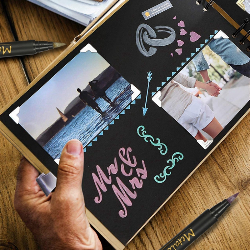 Bút lông viết thư pháp RUIXIANG đầu mềm ánh kim loại tùy chọn màu sắc