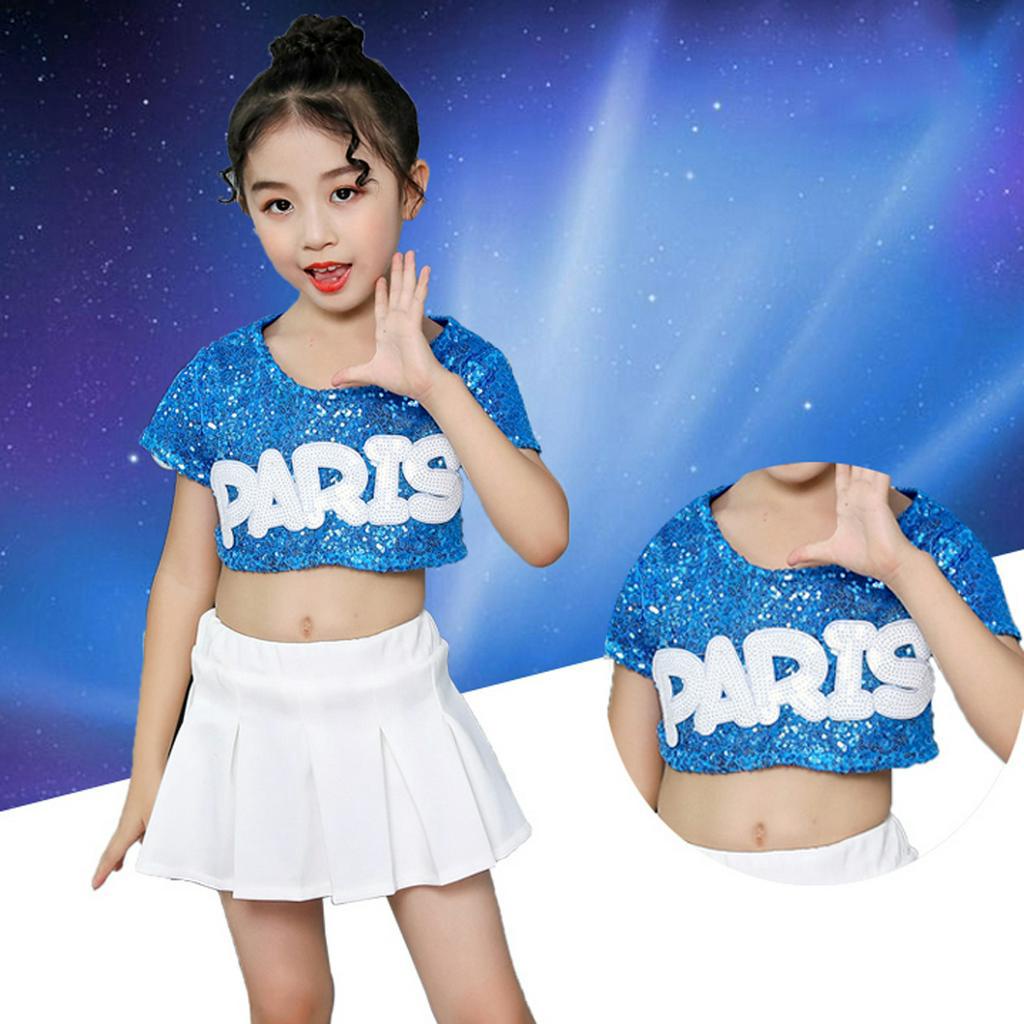 Bộ Trang Phục Múa Cổ Vũ Đính Kim Sa Xinh Xắn Cho Bé Gái