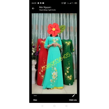 Áo dài tằm ý thêu