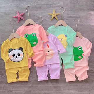 Bộ quần áo cotton dài tay in hình thú cho bé từ 8-18kg