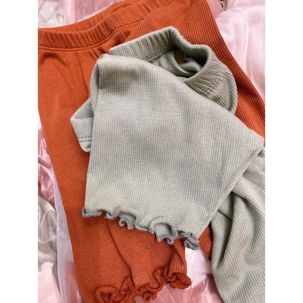set 3 quần legging gân in mặt gấu