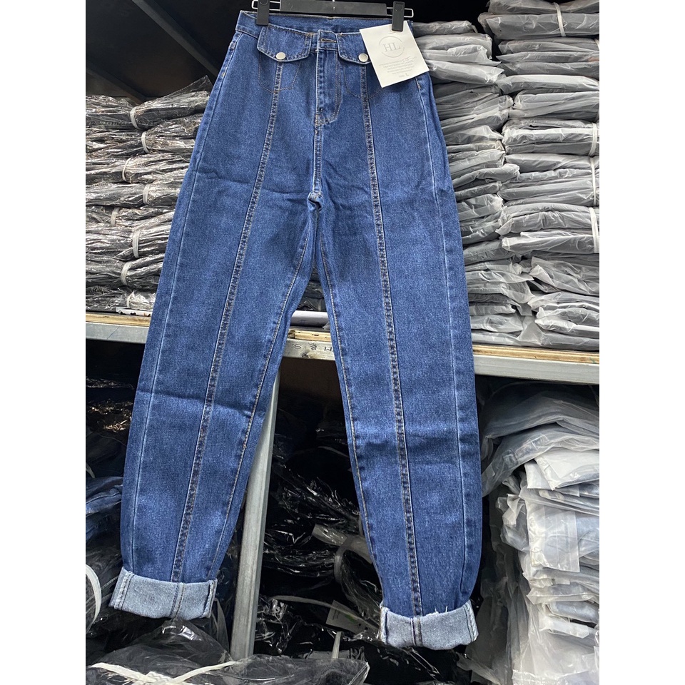 Quần jean Baggy nữ nắp túi 2 bên mẫu mới - Quần bò nữ chất jean dày dặn không co dãn