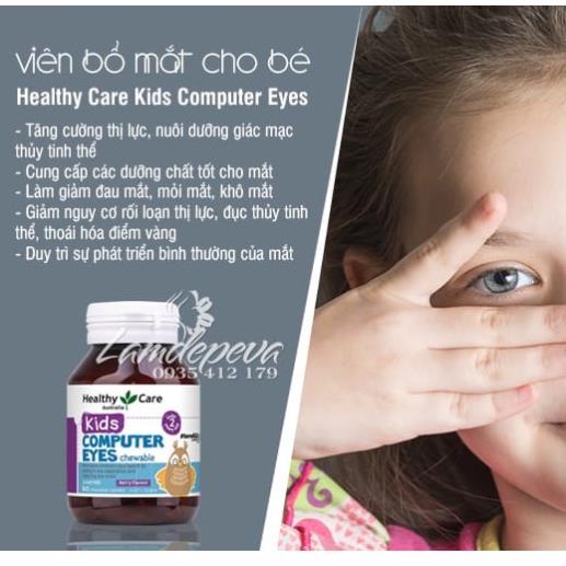 Viên Nhai Bổ Mắt Cho Bé Healthy Care Kids Computer Eyes Hộp 60 viên- Viên Uống Bảo vệ Mắt Cho bé Từ 2 Tuổi