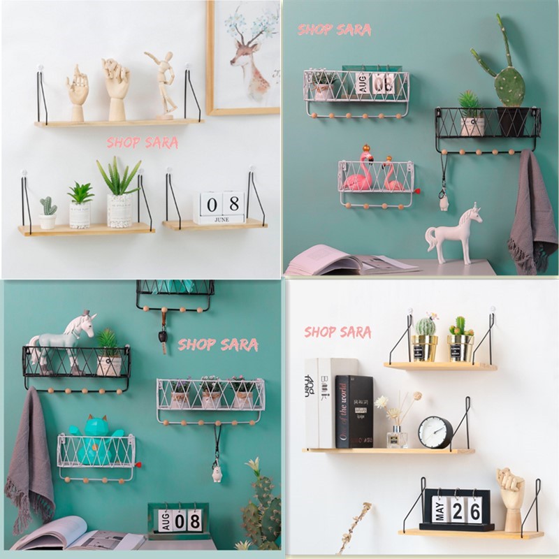 Kệ trang trí nhà cửa kệ decor nhà hình chữ nhất [Tặng Đinh] Shopsara