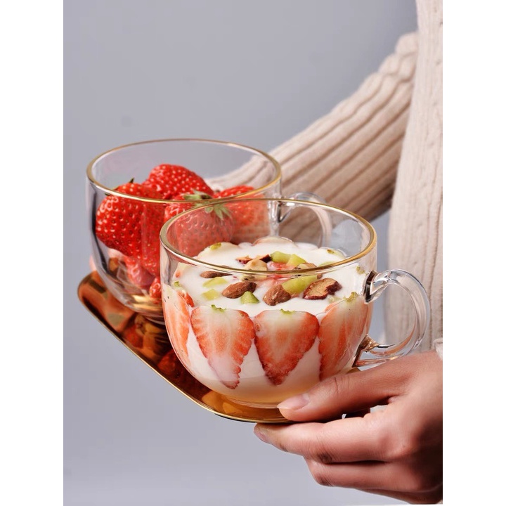Ly thuỷ tinh sang trọng màu hổ phách, cốc thuỷ tinh chịu nhiệt dung tích lớn 480ml K House Smart