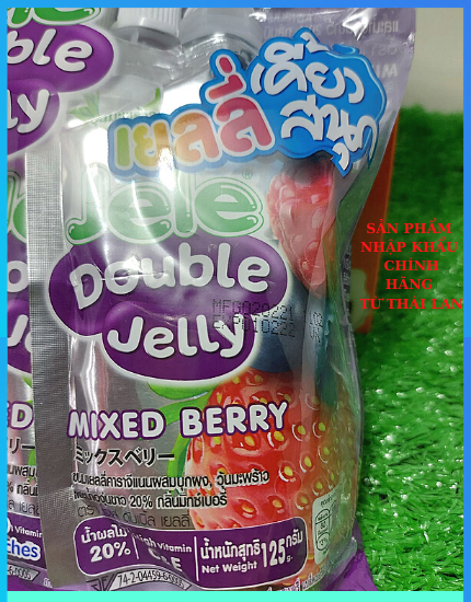 Nước Ép Trái Cây Thạch Jele Double Jelly Dâu và Jele Double Jelly Berry (Túi 3 bịch x 125g)