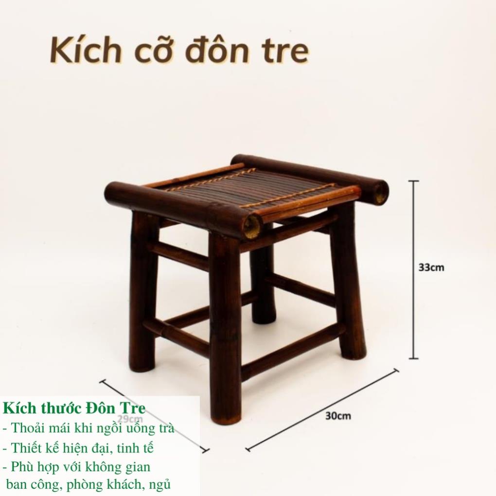 Bộ bàn ghế ban công tre cao cấp gồm 1 bàn và 2 ghế , dùng thư giãn trang trí phòng khách sân vườn quán caffee/ Đà Nẵng