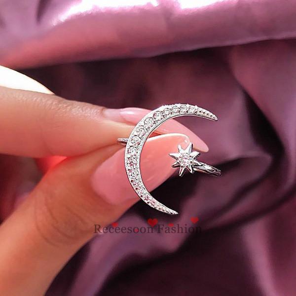 Nhẫn hở hình ngôi sao mặt trăng thời trang