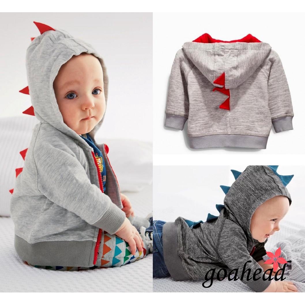 Áo khoác hoodie dài tay in hình khủng long dễ thương cho bé