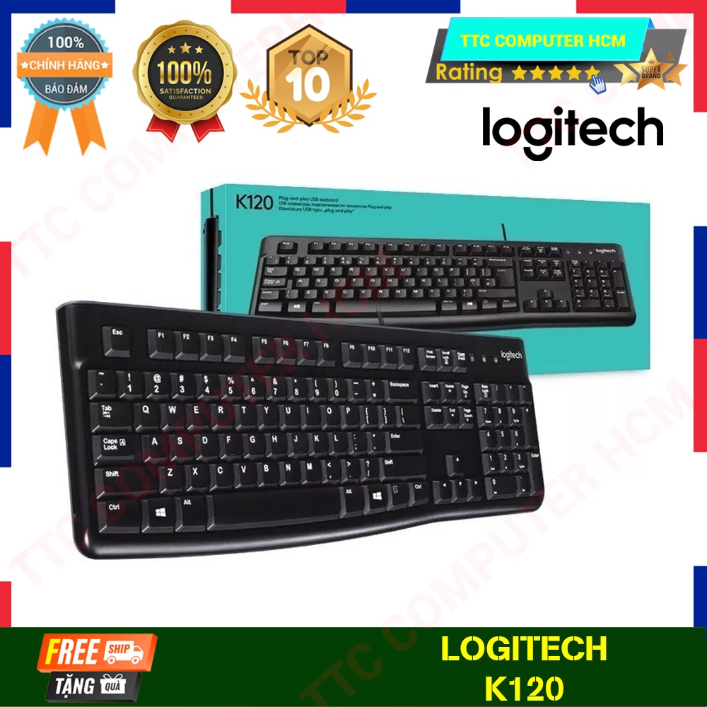 LOGITECH K120 | Bàn phím có dây Logitech K120 - Bền bỉ, chống tràn có phím số - HÀNG CHÍNH HÃNG TTC COMPUTER HCM
