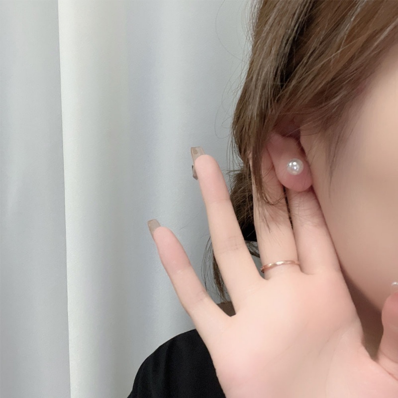 1 Đôi Bông Tai Ngọc Trai Giả Màu Bạc Tinh Tế Thời Trang Dành Cho Nữ