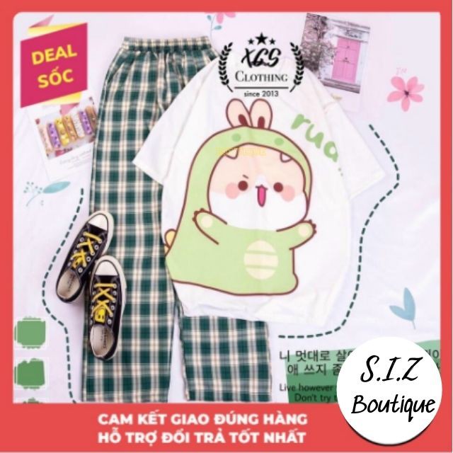 Set Đồ Bộ Nữ Quần Caro Kate Ống Rộng RUA * Đồ Bộ Hoạt Hình Freesize S.I.Z Fashion | BigBuy360 - bigbuy360.vn