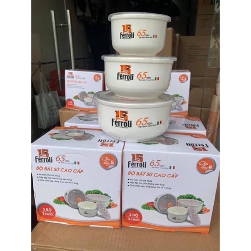 Bộ 3 Bát Đựng Thực Phẩm Ferroli Cao Cấp Có Nắp Hút Chân Không, Dùng Được Lò Vi Sóng | BigBuy360 - bigbuy360.vn