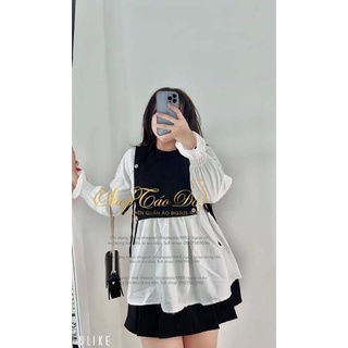 Xả sale _ áo babydoll sơmi phối len gân bigsize