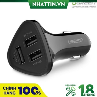 Sạc trên ô tô 3 cổng 5,8A chính hãng Ugreen 40284 cao cấp màu đen
