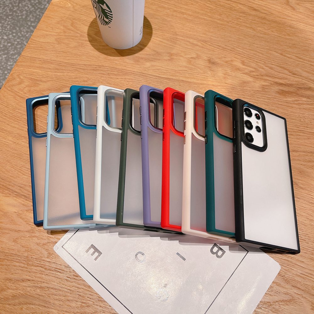 Ốp Điện Thoại Acrylic Trong Suốt Viền Silicon Cho Samsung Galaxy S22 S21 Ultra S21 Plus Note 20 Ultra