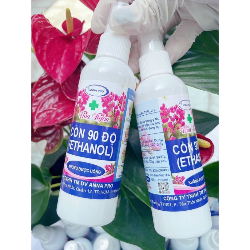 Cồn y tế 90đ hương hoa Tigon xịt khuẩn đến 99%. chai 100ml