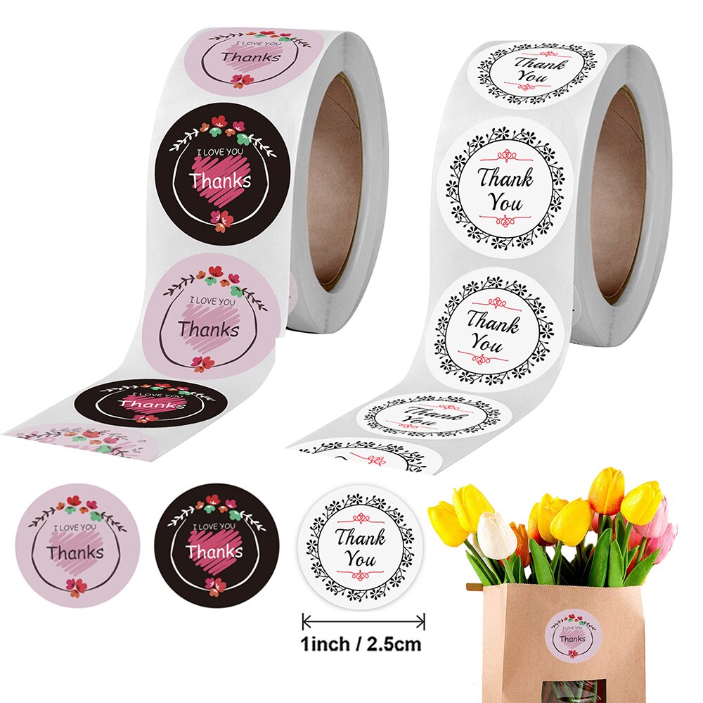 500pcs 2.5cm Flower I Love You Thank Stickers Wedding Decoration Label