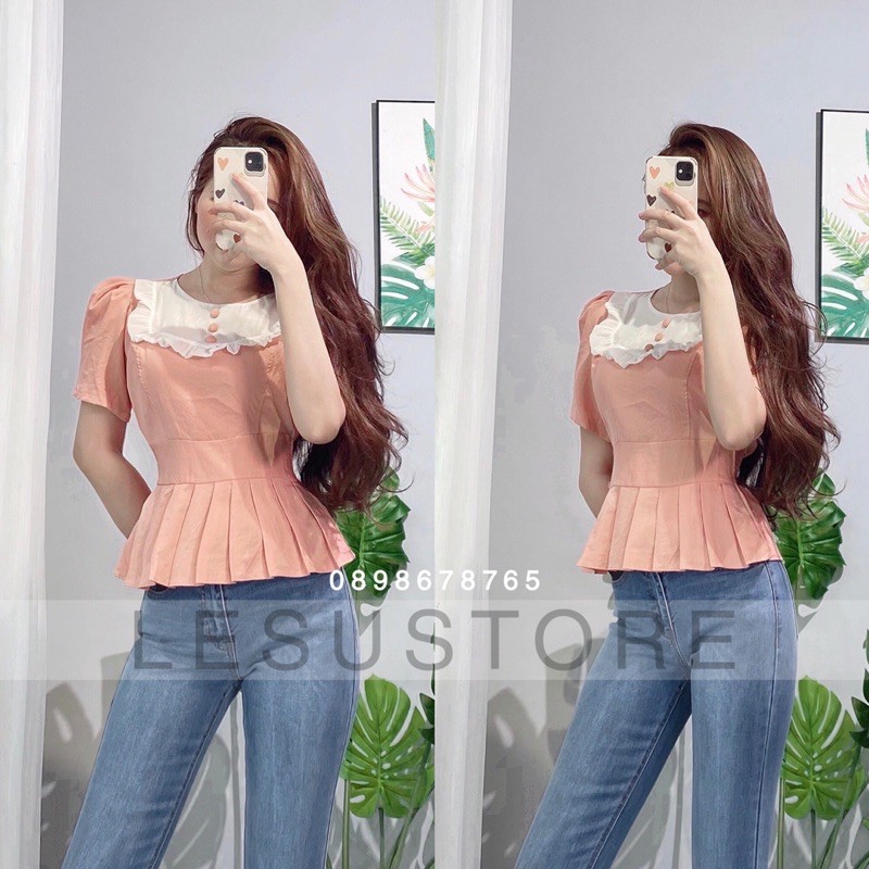 ẢNH TỰ CHỤP Áo peplum phối cổ