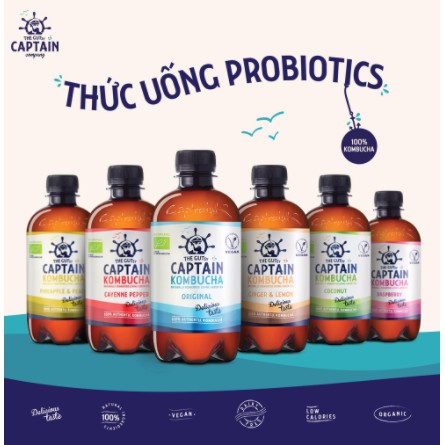 Trà Dưỡng Sinh Kombucha Hữu Cơ The Gutsy - Thức uống giàu lợi khuẩn (probiotics)