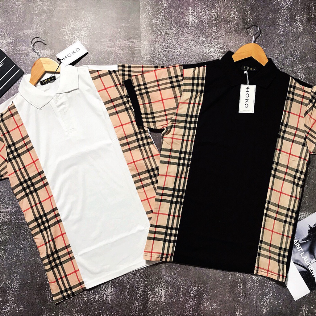 Áo phông Nam Nữ 🌵ĐỦ SIZE M - XL🌵 Áo polo Burberry kẻ sọc sườn