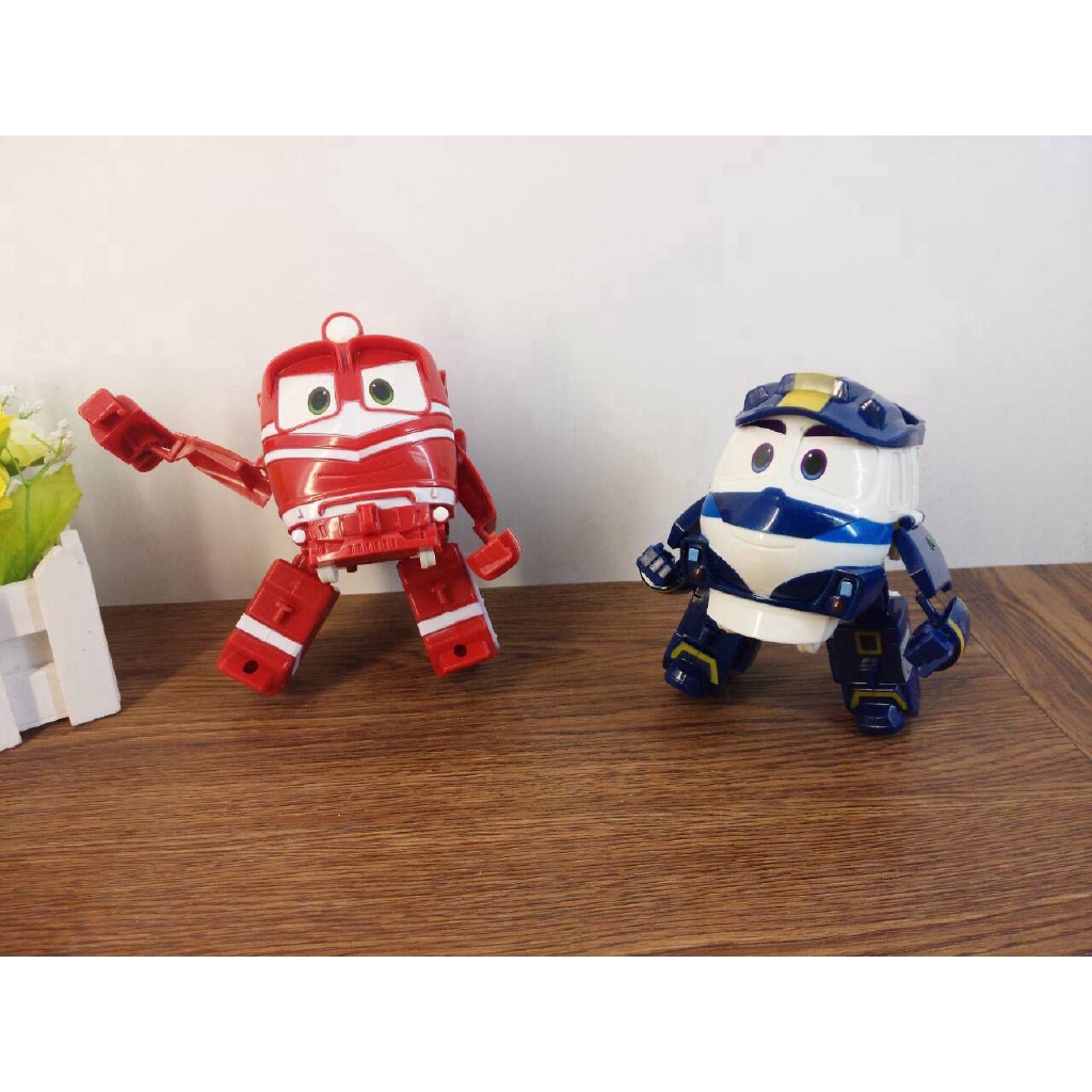 Robot Trains Transformation Anime Figures PVC RT Kay Alf Duck Selly Train Car Robot Toys Kids Gift